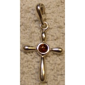 Kors i slv med gyldent rav